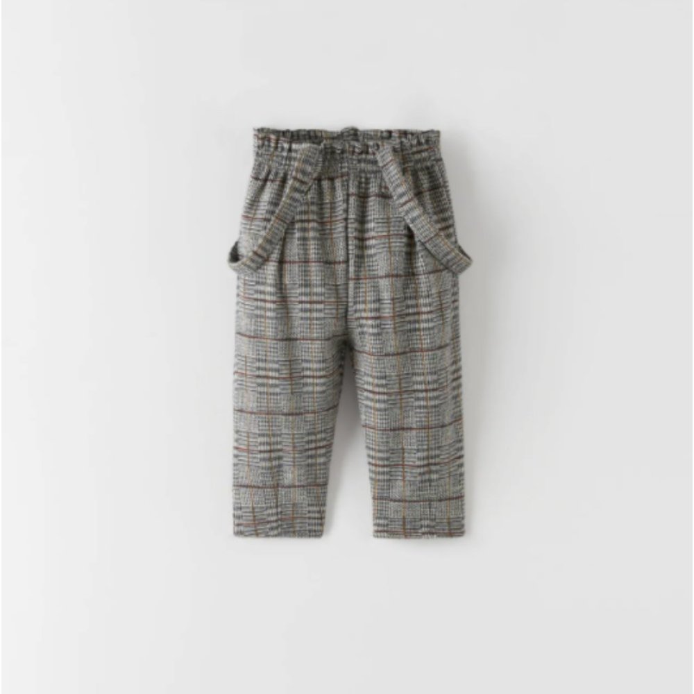 SUSPENDER PLAID PANTS